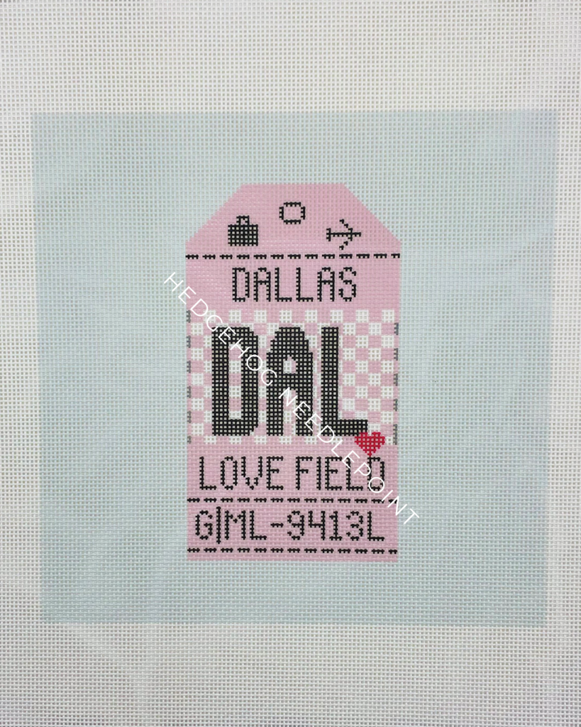 Dallas Love Retro Travel Tag Needlepoint Canvas