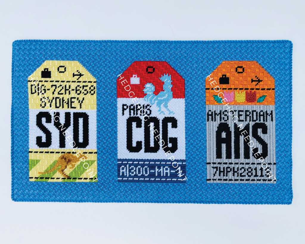 Amsterdam Retro Travel Tag Needlepoint Canvas