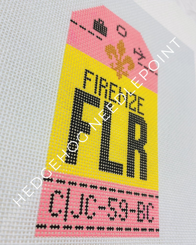 Firenze Retro Travel Tag Needlepoint Canvas