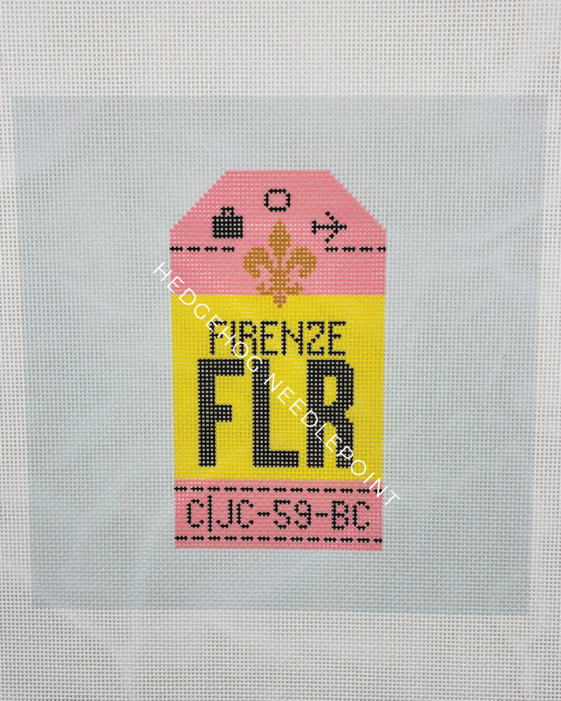 Firenze Retro Travel Tag Needlepoint Canvas