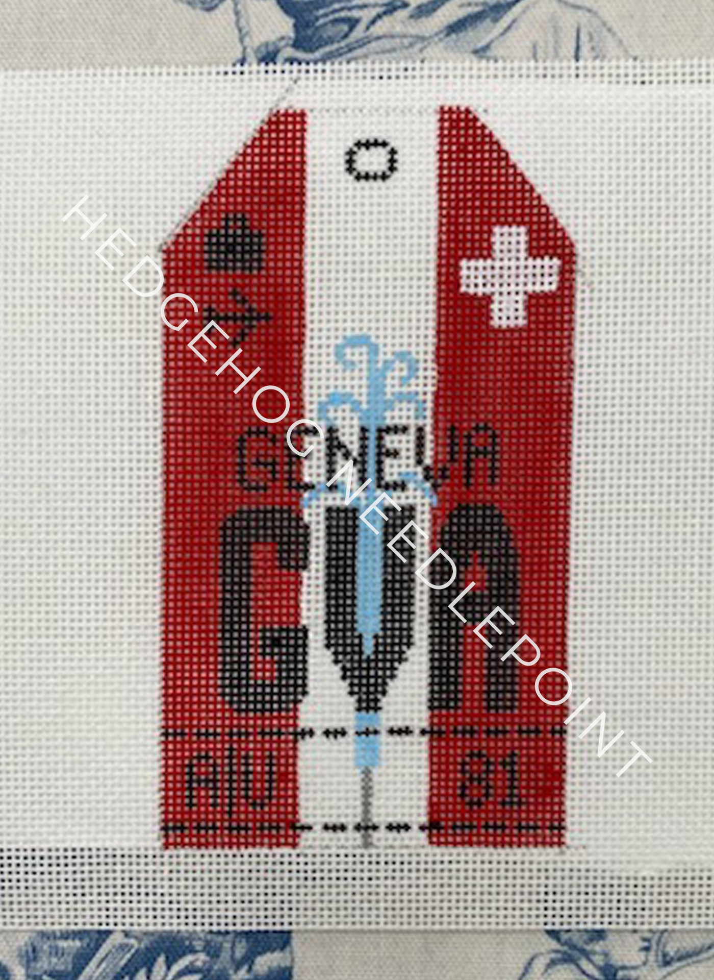 Geneva Retro Travel Tag Needlepoint Canvas