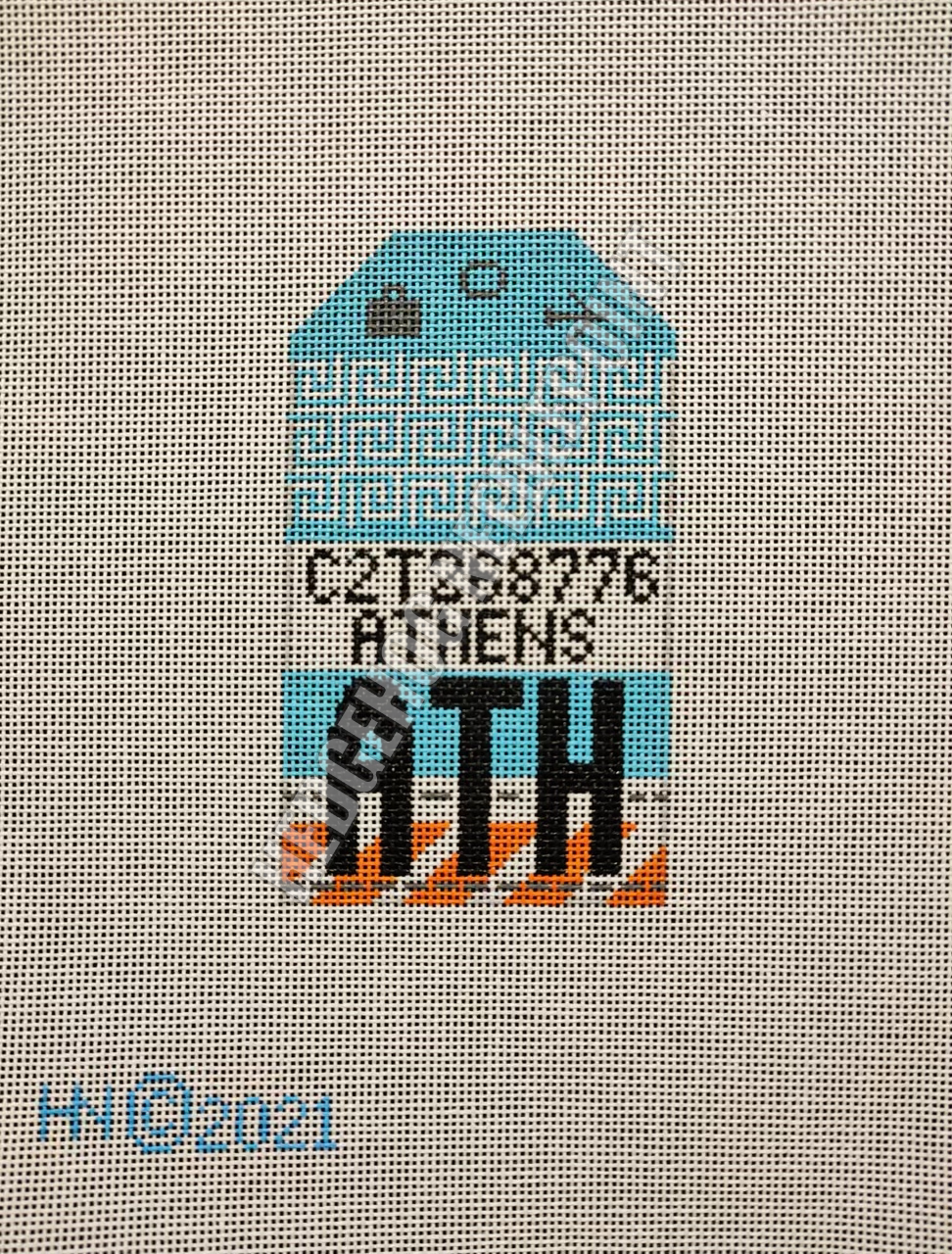 Athens Retro Travel Tag Needlepoint Canvas