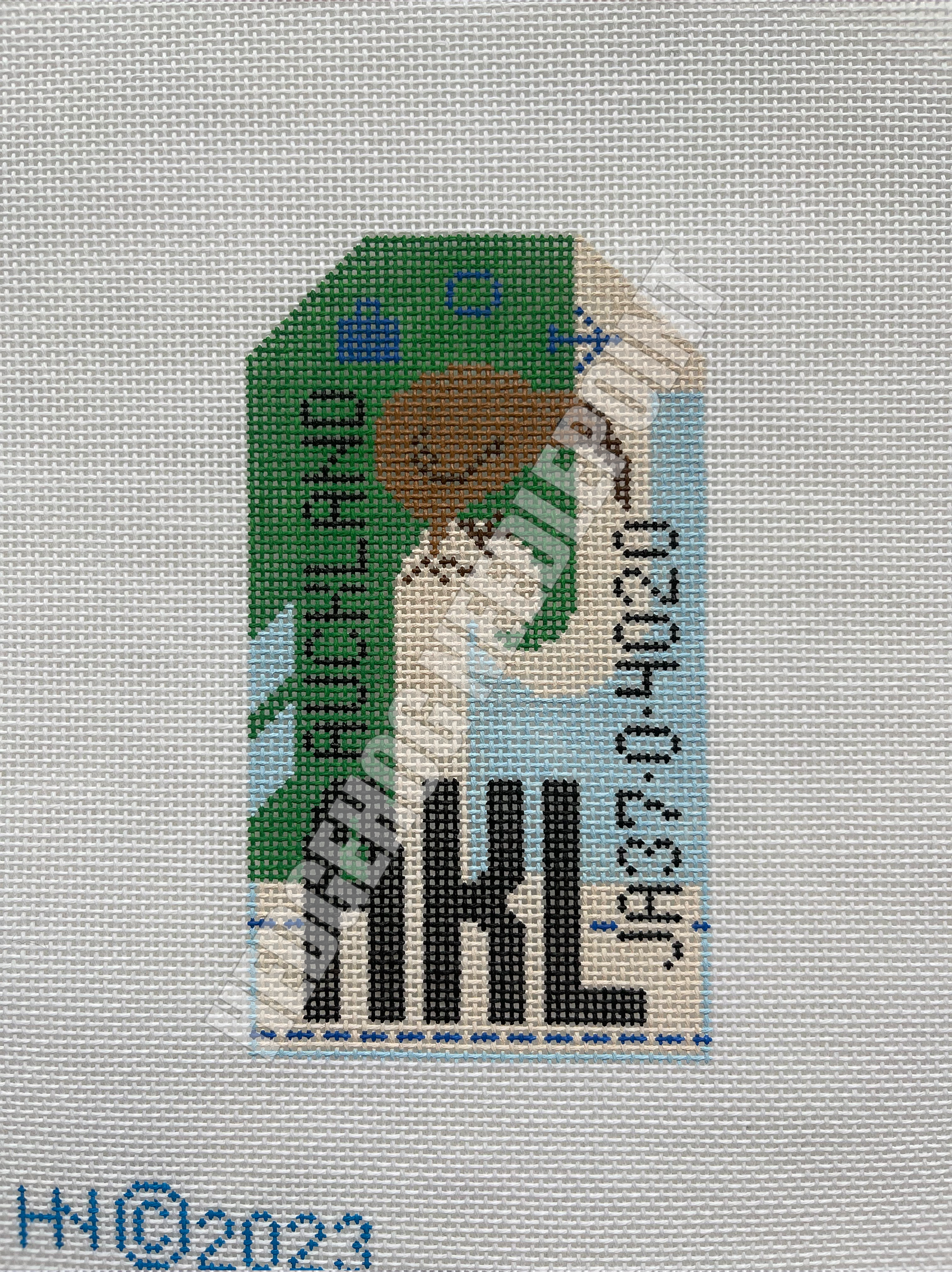 Auckland Retro Travel Tag Needlepoint Canvas