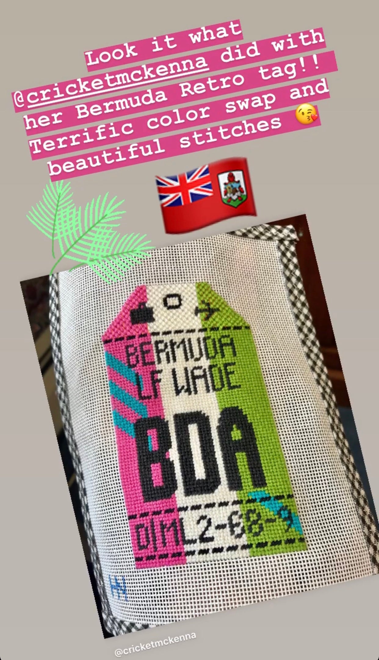 Bermuda Retro Travel Tag Needlepoint Canvas
