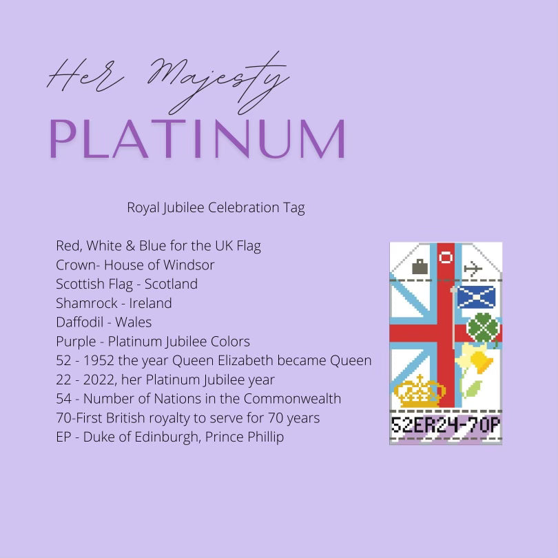 Her Majesty Platinum Retro Travel Tag Needlepoint Canvas