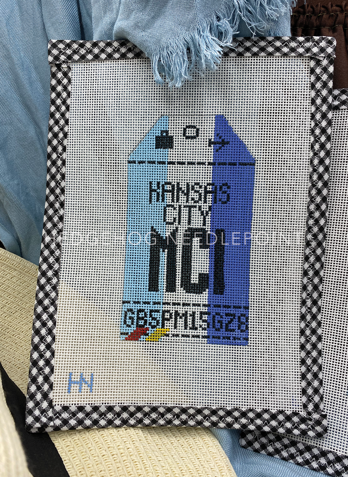 Kansas City Retro Travel Tag Needlepoint Canvas
