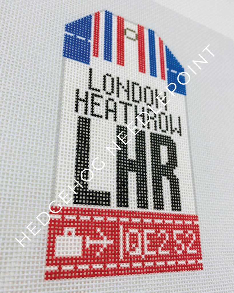 London Heathrow Retro Travel Tag Needlepoint Canvas