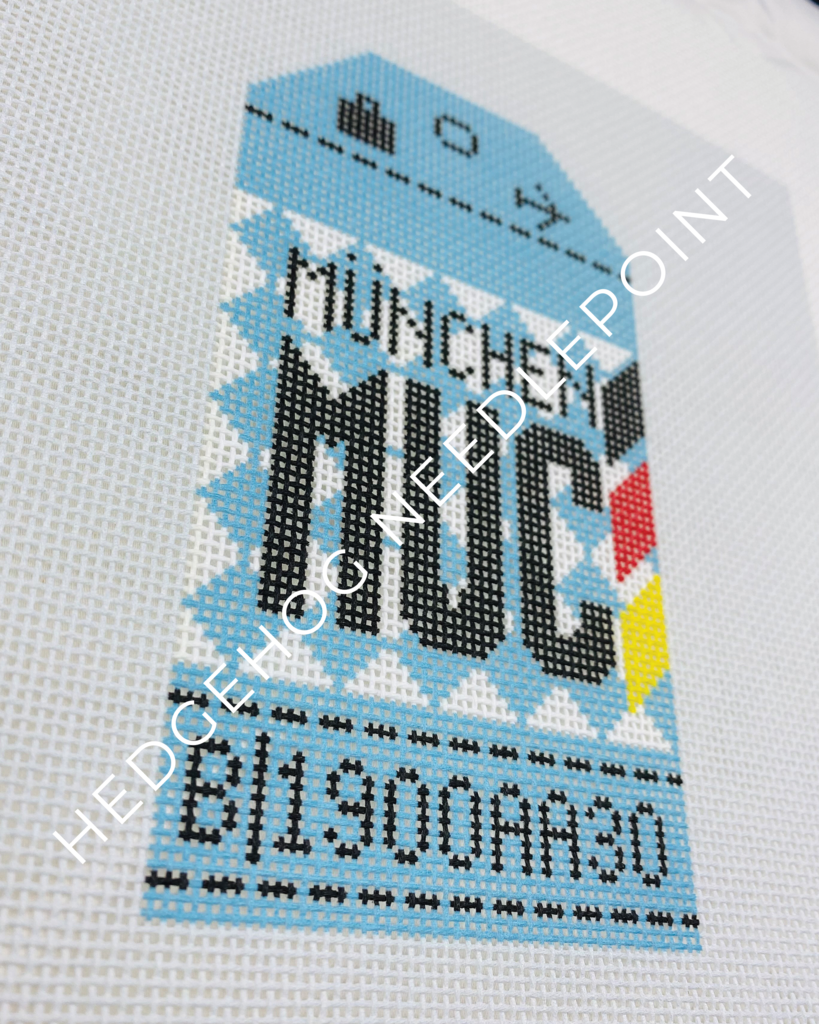 Munich Retro Travel Tag Needlepoint Canvas