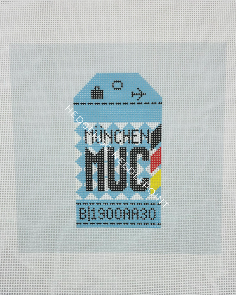Munich Retro Travel Tag Needlepoint Canvas