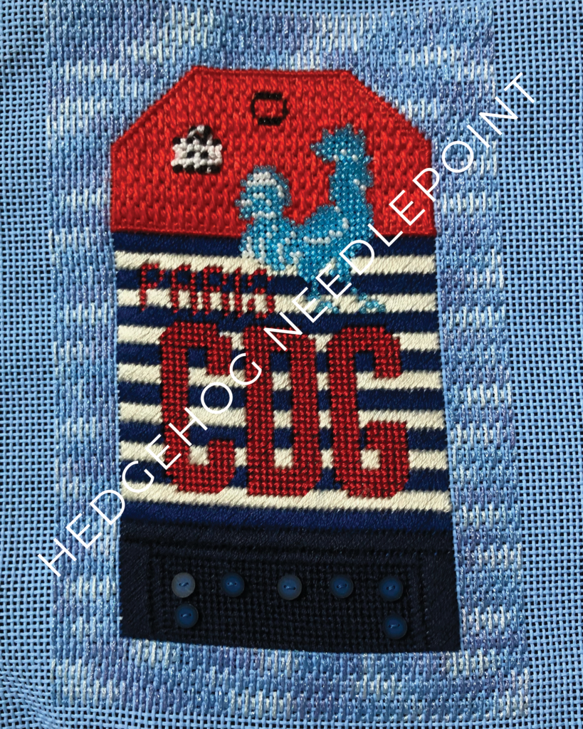 Paris CDG Retro Travel Tag Needlepoint Canvas