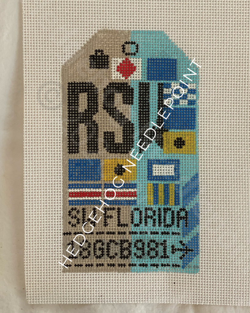 RSW Ft Myers Retro Travel Tag Needlepoint Canvas