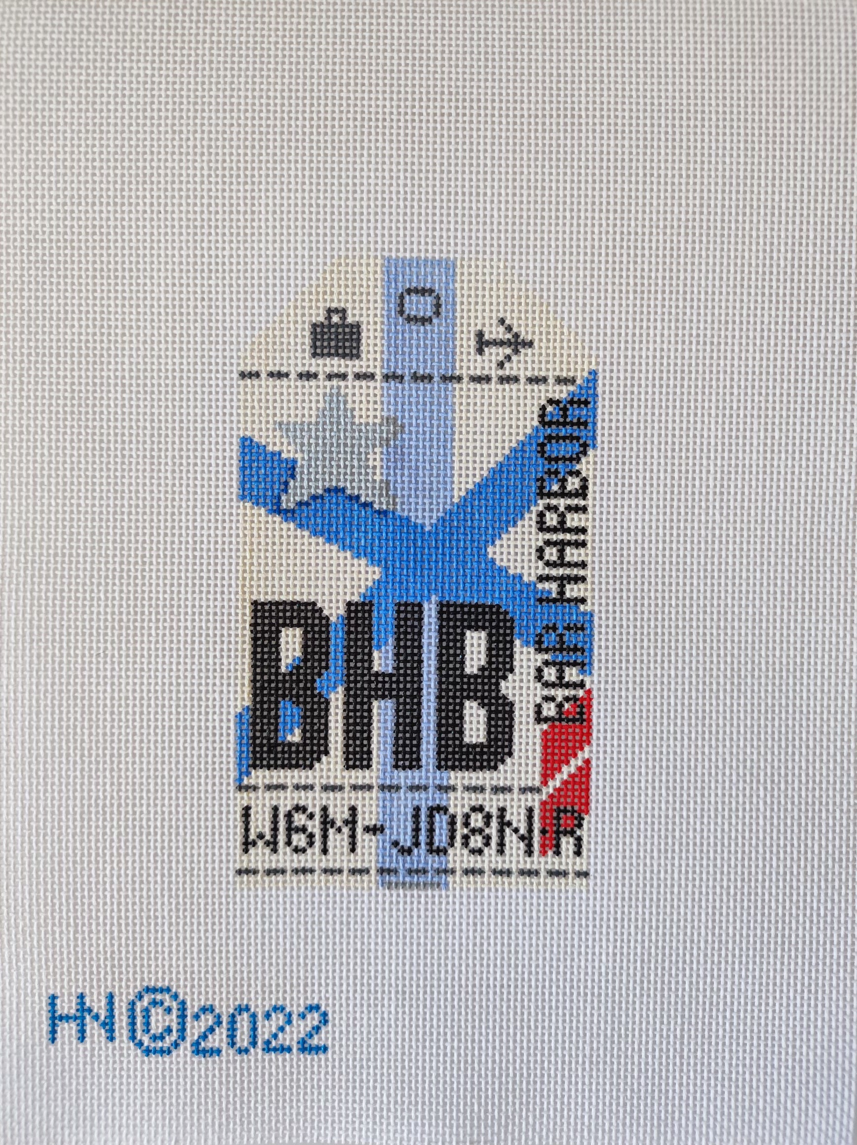 Bar Harbor Retro Travel Tag Needlepoint Canvas
