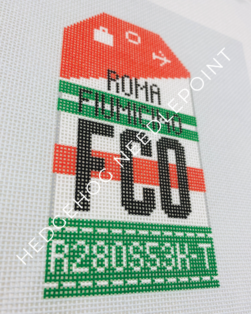 Rome Retro Travel Tag Needlepoint Canvas