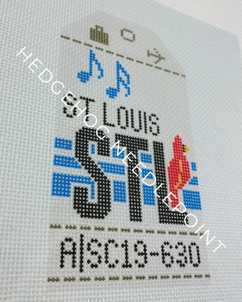St. Louis Retro Travel Tag Needlepoint Canvas