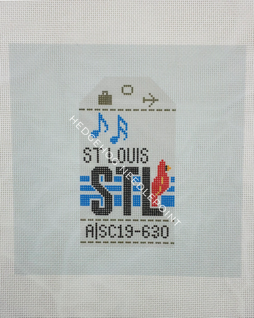 St. Louis Retro Travel Tag Needlepoint Canvas