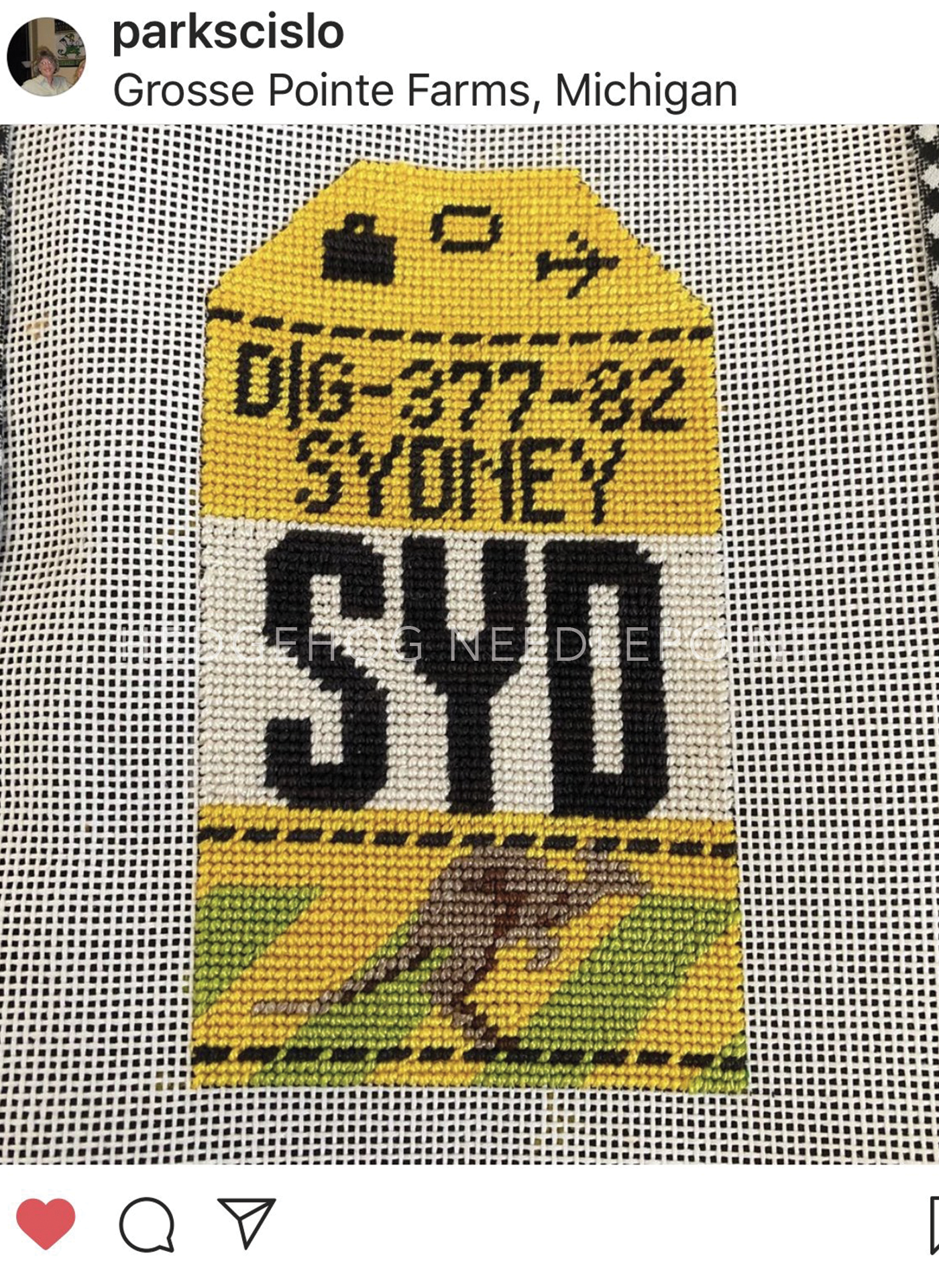 Sydney Retro Travel Tag Needlepoint Canvas