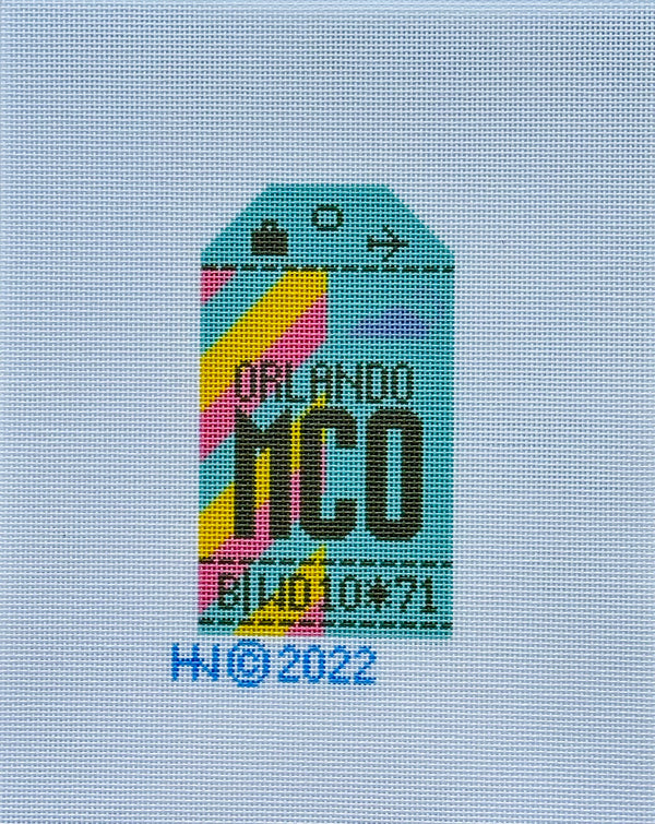 Orlando Retro Travel Tag Stitch Printed™️ Needlepoint Canvas