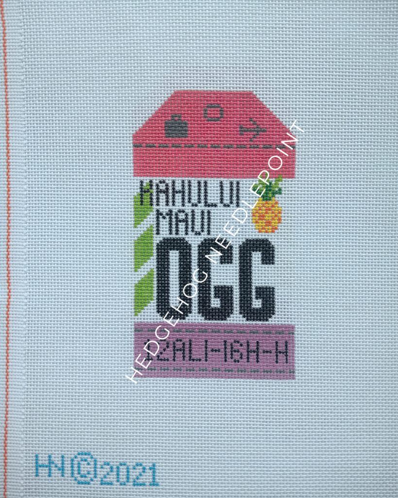 Maui Retro Travel Tag Needlepoint Canvas