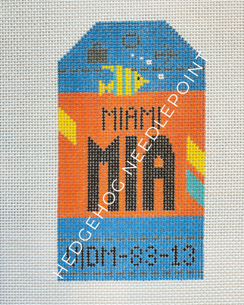 Miami Retro Travel Tag Needlepoint Canvas