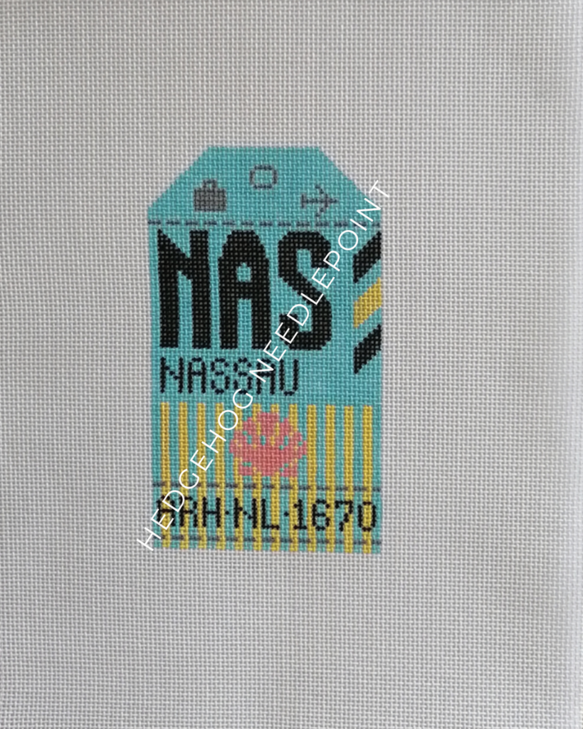 Nassau Retro Travel Tag Needlepoint Canvas