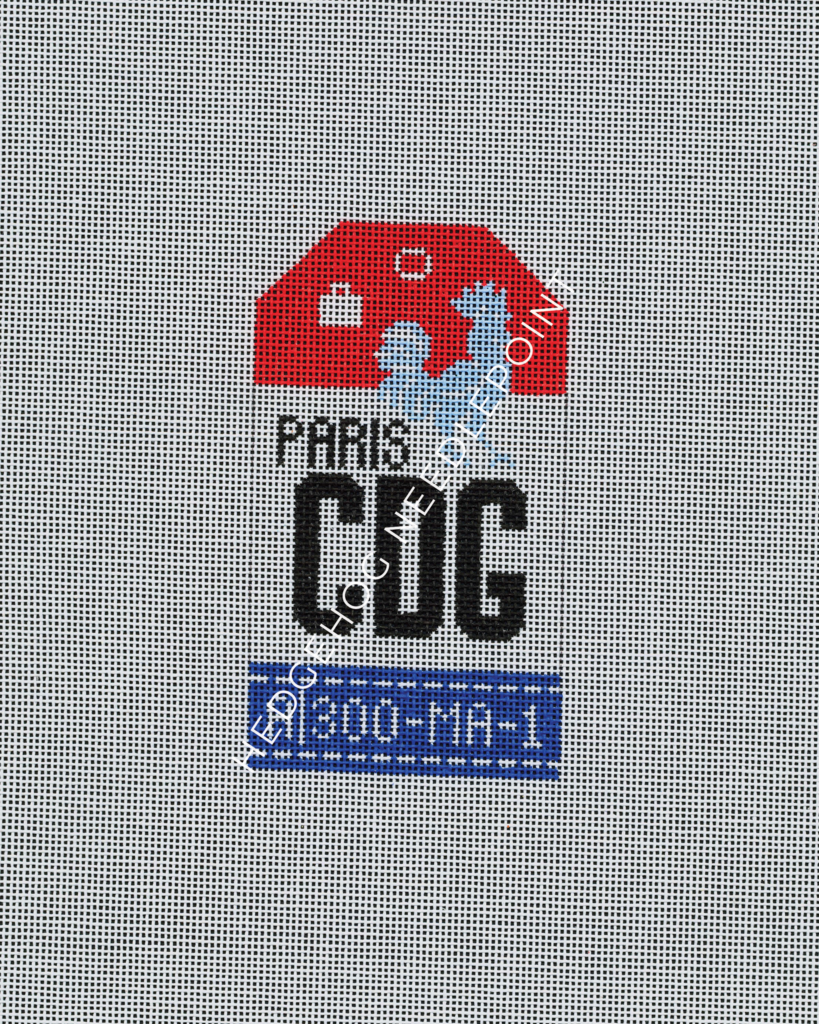 Paris Retro Travel Tag Needlepoint Canvas
