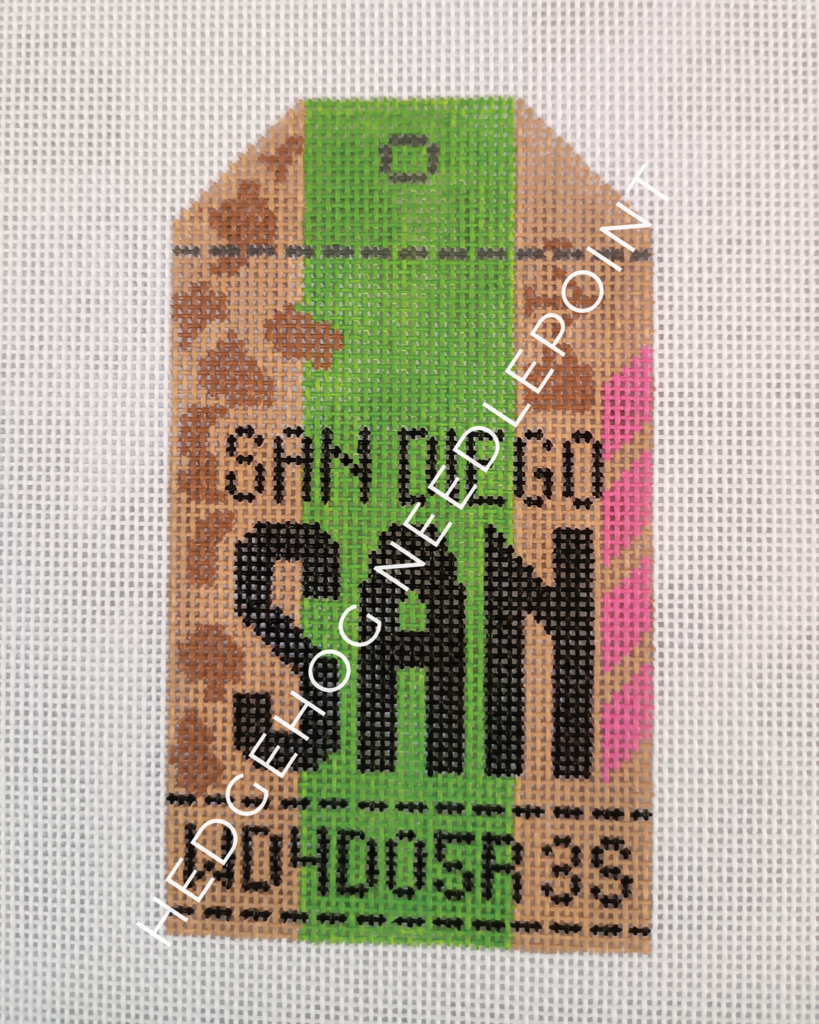 San Diego Retro Travel Tag Needlepoint Canvas