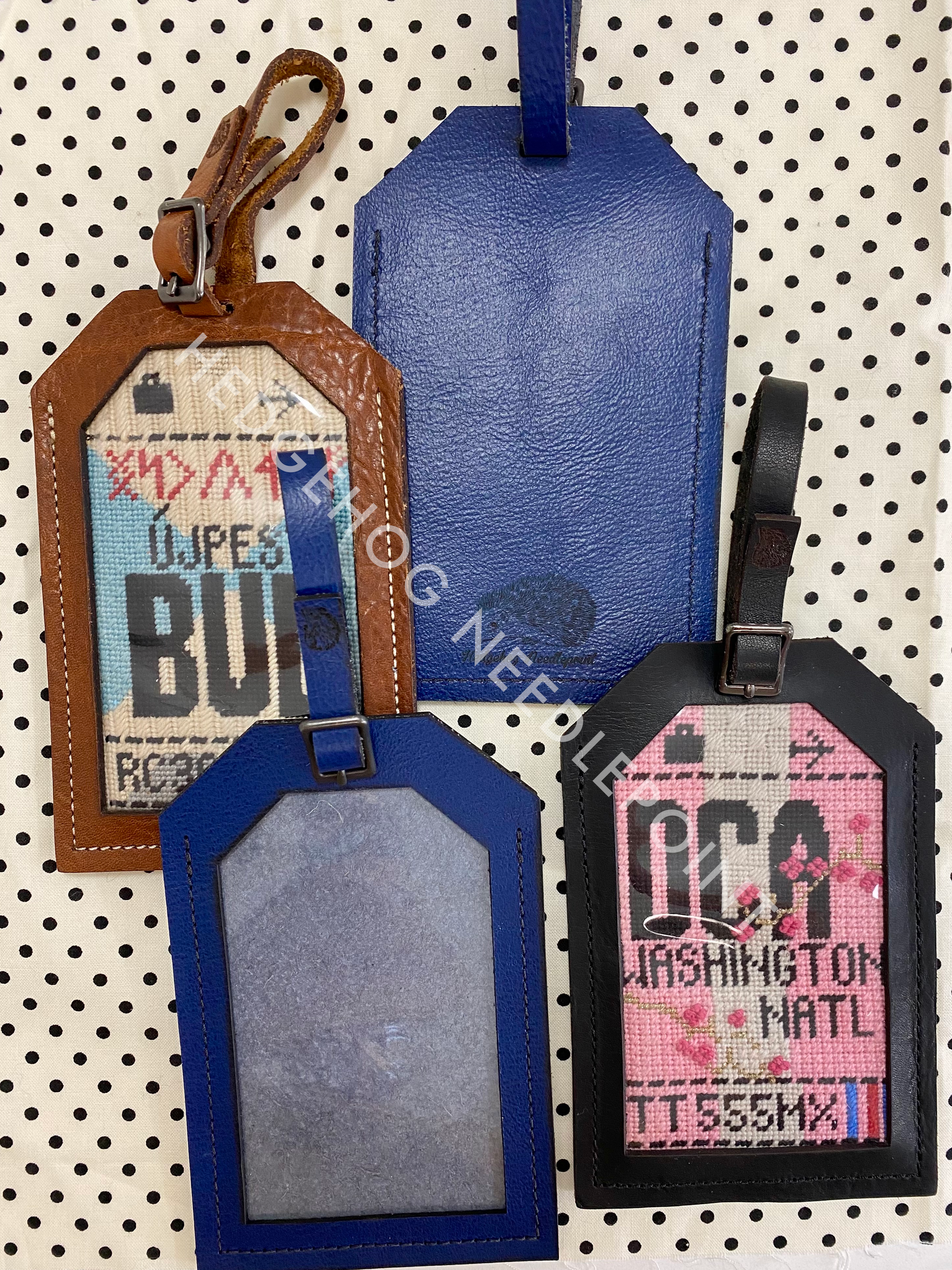 Cobalt Leather Luggage Tag