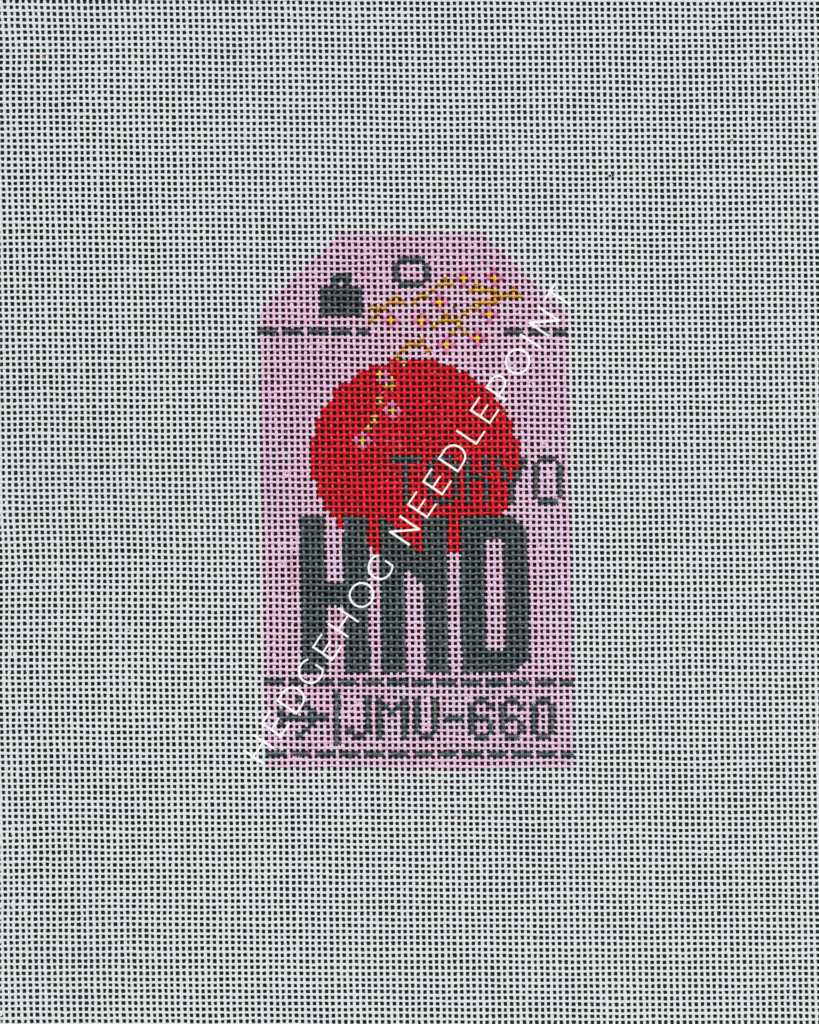 Tokyo Haneda Retro Travel Tag Needlepoint Canvas