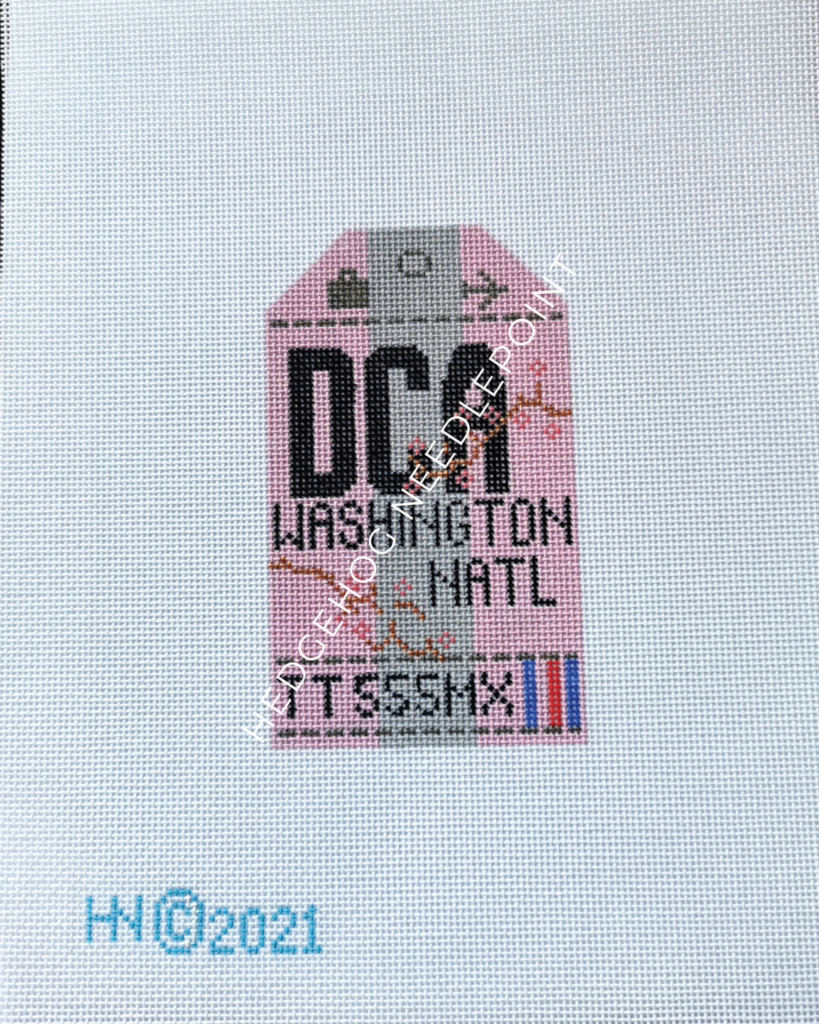 Washington DC Retro Travel Tag Needlepoint Canvas