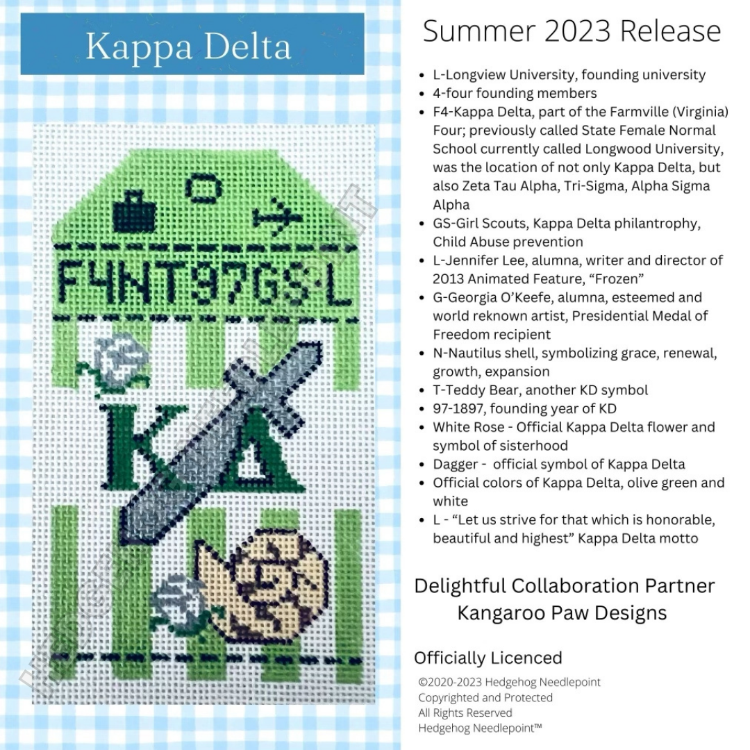 Kappa Delta Retro Travel Tag Stitch Printed™️ Needlepoint Canvas