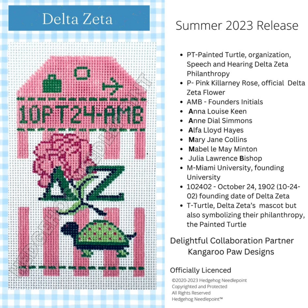 Delta Zeta Retro Travel Tag Needlepoint Canvas