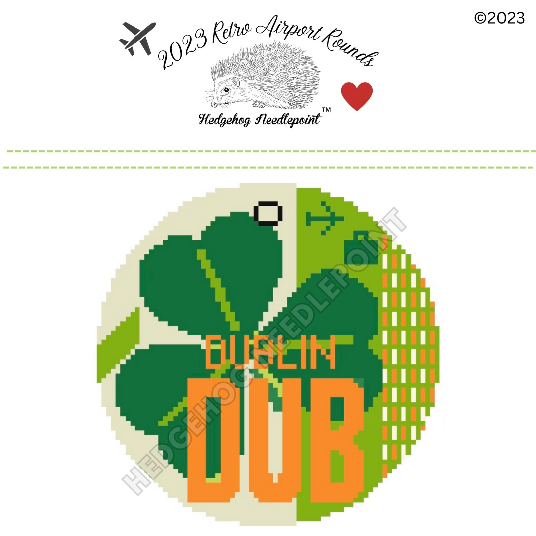 Dublin Retro Airport Round Stitch Printed™️ Needlepoint Canvas