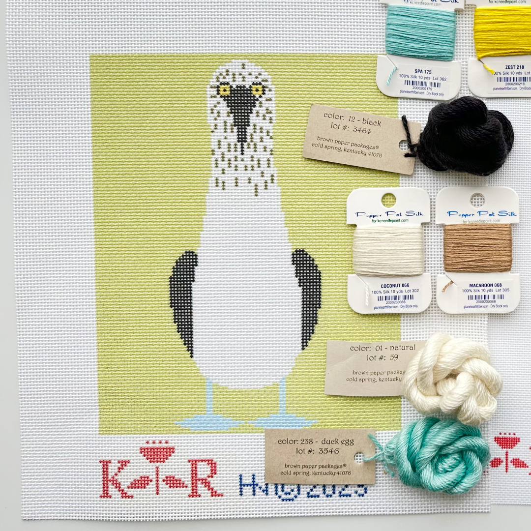 Blue Footed Booby Small Tray Kate Rhees Collab Needlepoint Canvas