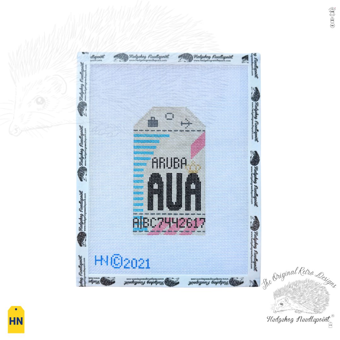 Aruba Retro Travel Tag Needlepoint Canvas