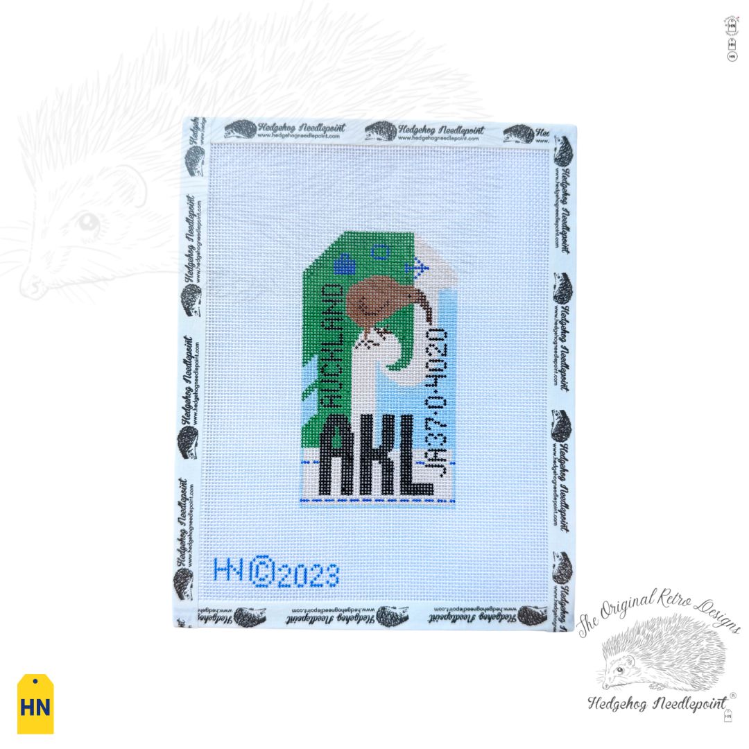 Auckland Retro Travel Tag Needlepoint Canvas