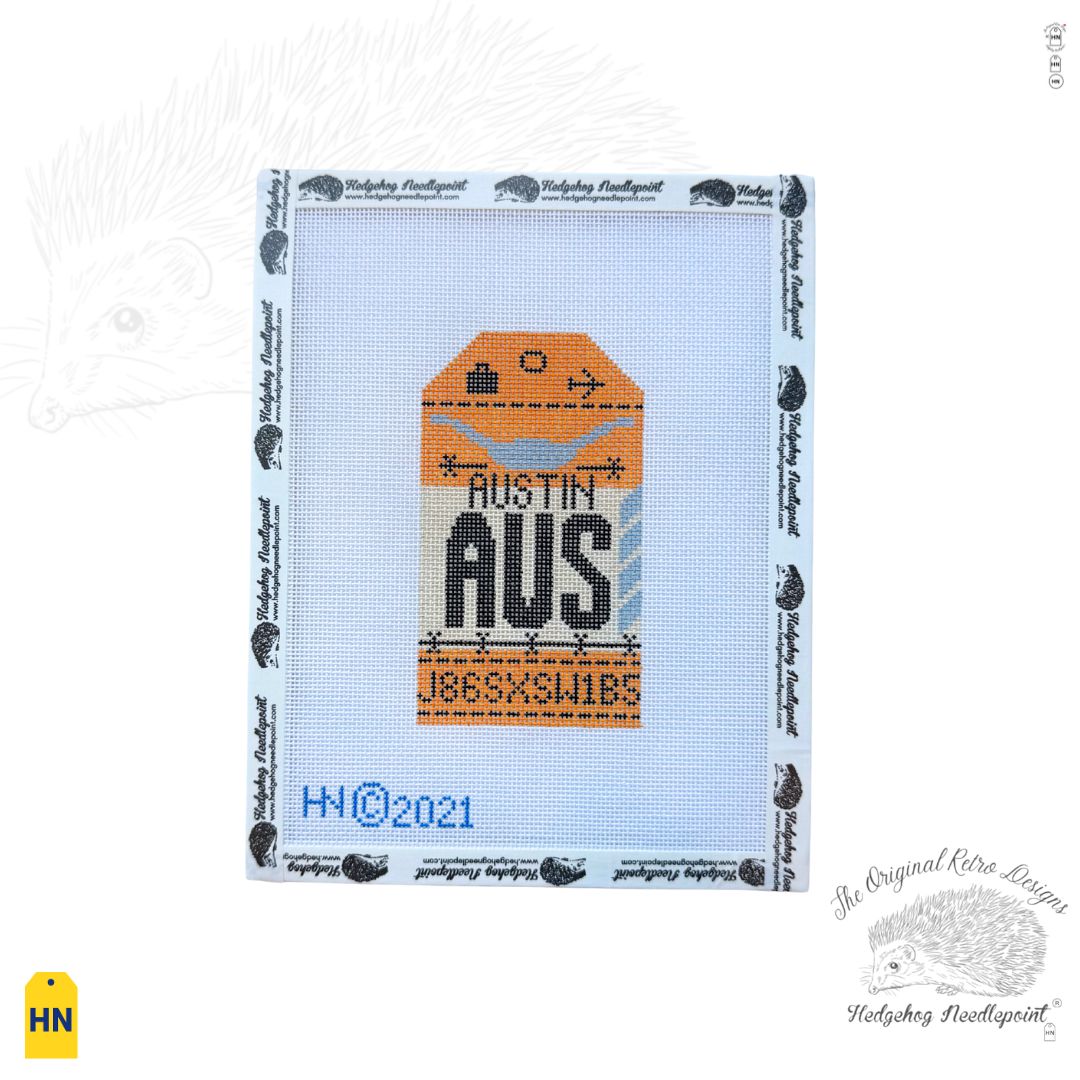 Austin Retro Travel Tag Needlepoint Canvas