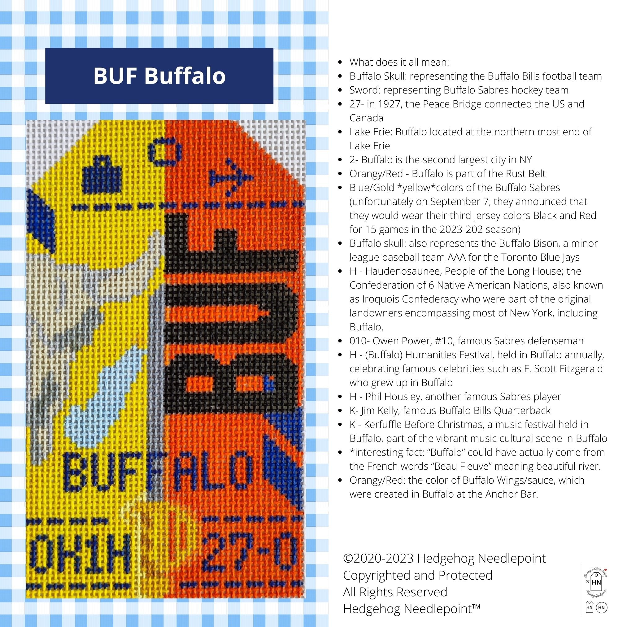 Buffalo Retro Travel Tag Stitch Printed™️ Needlepoint Canvas