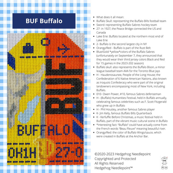 Buffalo Retro Travel Tag Stitch Printed™️ Needlepoint Canvas