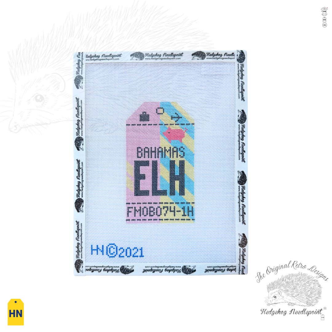 Bahamas Retro Travel Tag Needlepoint Canvas
