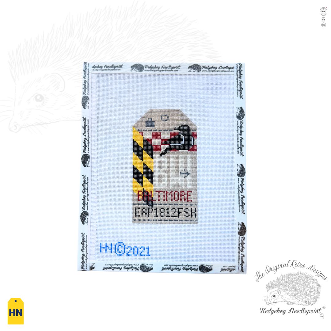 Baltimore Retro Travel Tag Needlepoint Canvas