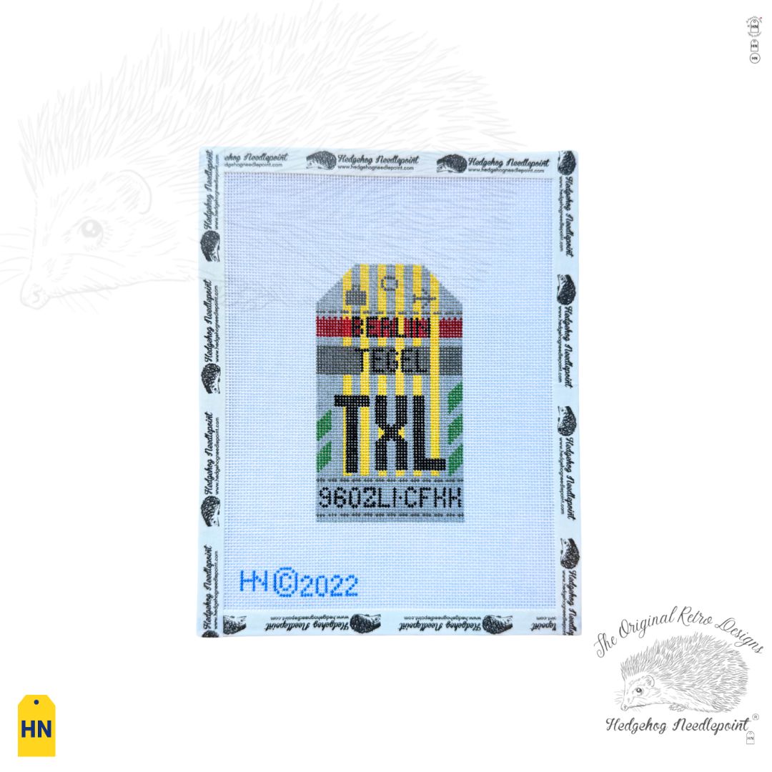 Berlin Tegel Retro Travel Tag Needlepoint Canvas