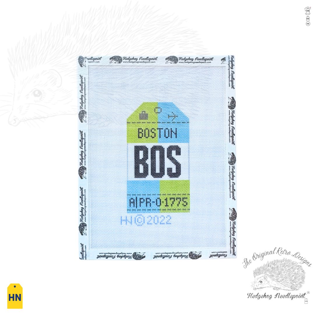 Boston Retro Travel Tag Needlepoint Canvas