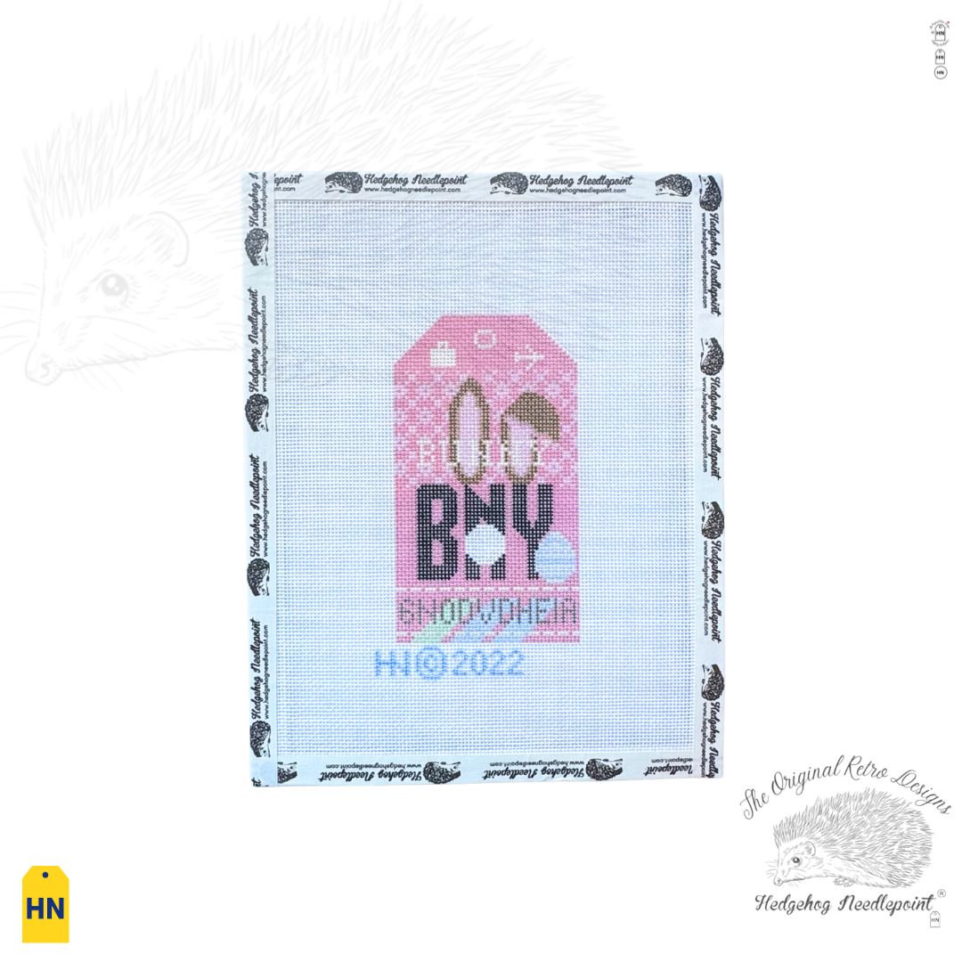 Bunny Retro Travel Tag Needlepoint Canvas