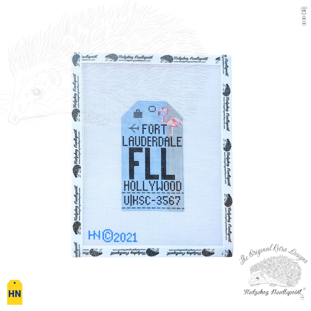 Fort Lauderdale Retro Travel Tag Needlepoint Canvas