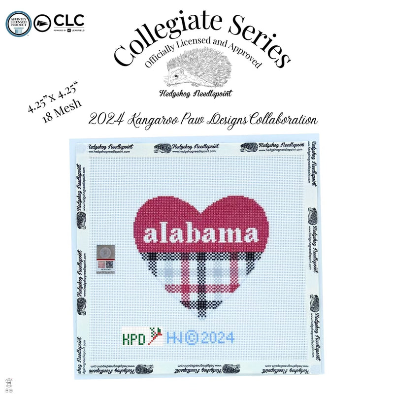 Alabama Small Heart Needlepoint Canvas