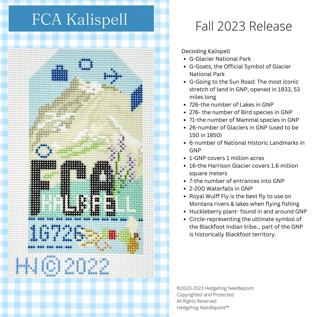 Kalispell Retro Travel Tag Stitch Printed™️ Needlepoint Canvas