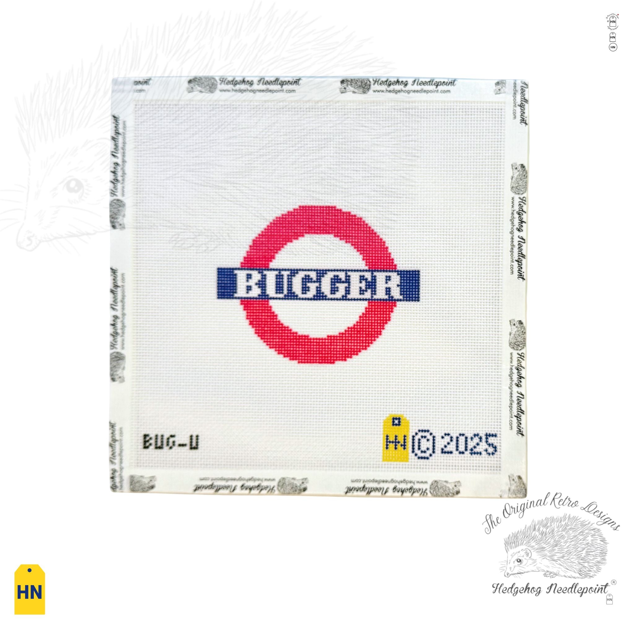 "Bugger" Naughty Underground Coasters Needlepoint Canvas