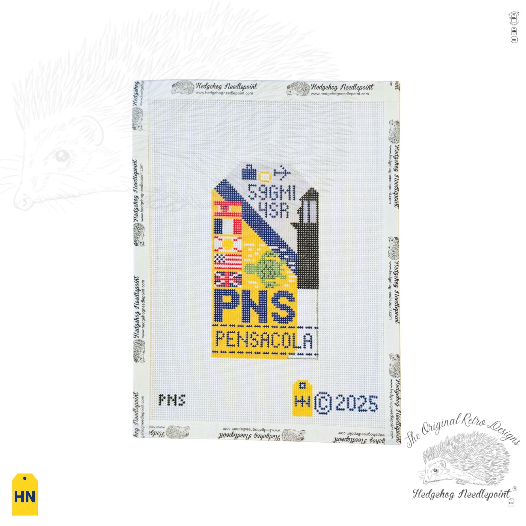 Pensacola Retro Travel Tag Needlepoint Canvas