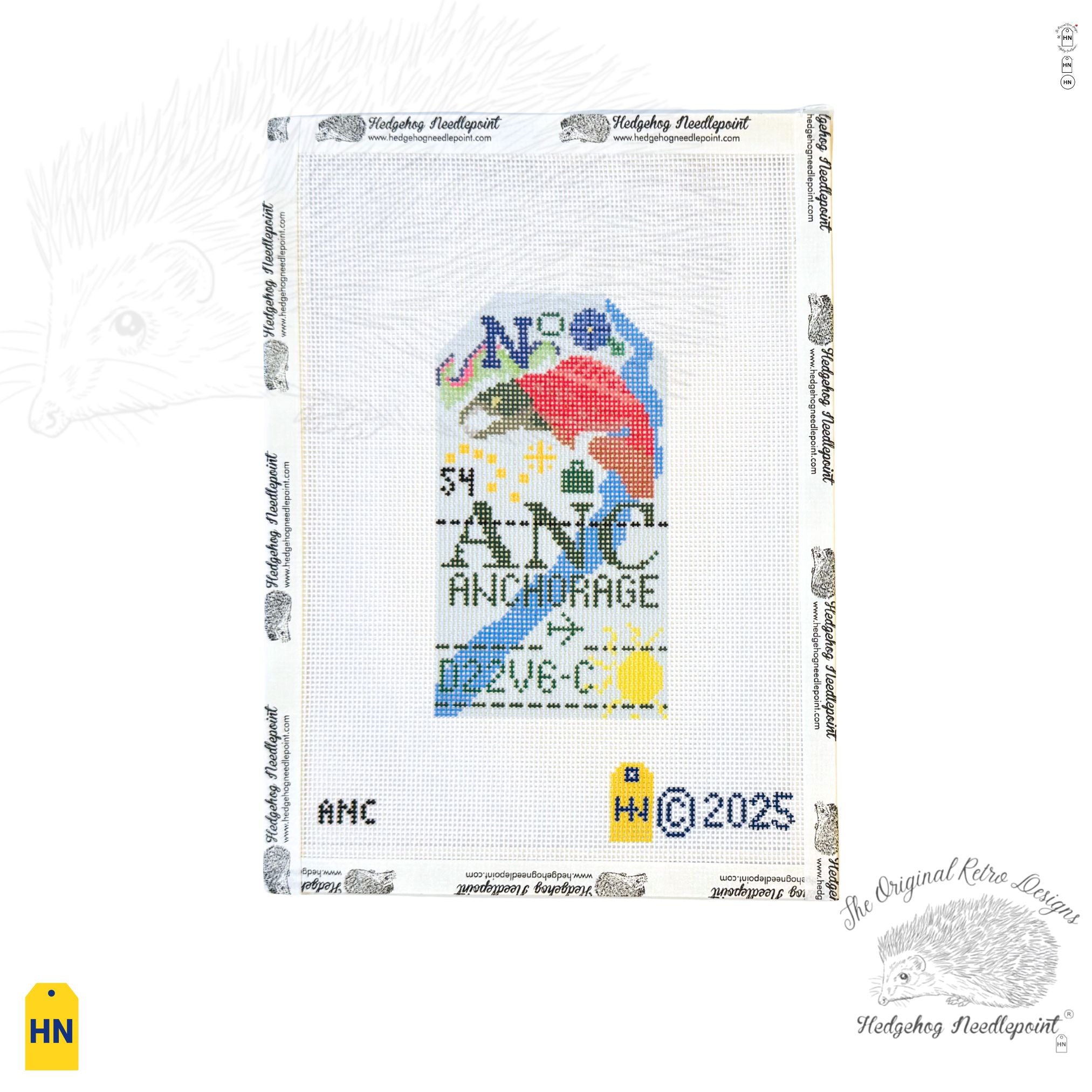 Anchorage Retro Travel Tag Needlepoint Canvas