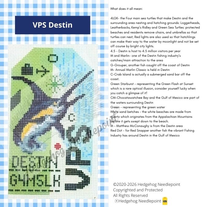 Destin Retro Travel Tag Needlepoint Canvas